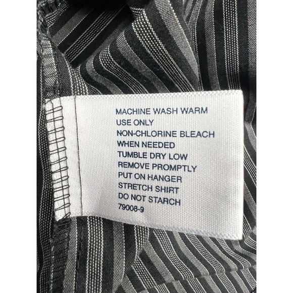Vintage Stafford Shirt Men 16.5 32-33 Black Gray Striped End On End Cotton Blend - Picture 11 of 12